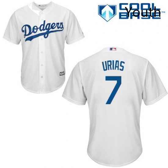 Youth Majestic Los Angeles Dodgers 7 Julio Urias Replica White Home Cool Base MLB Jersey